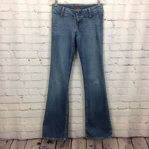 Blue Cult Jeans Women’s Size 26 Blue Flare Leg Low-Rise Festival Pockets Logo